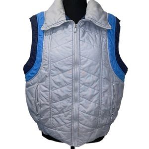 Vintage Silton California Blue 70" Blue Gray Mens Puffer jacket Vest sz‎ Large